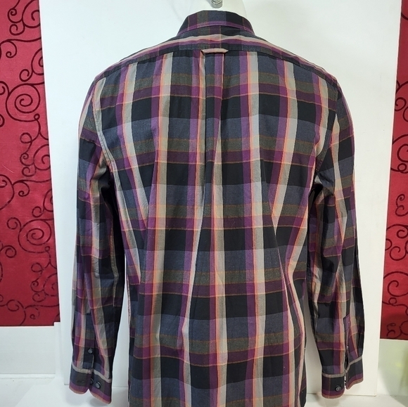 Kenneth Cole Plaid Collared Button Up Dress Shirt - Picture 6 of 9